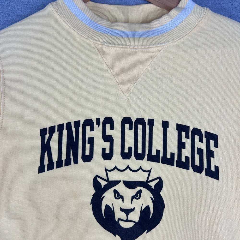 Champion Reverse Weave Kings College Sweatshirt Yellow XS Lion Mascot Pullover